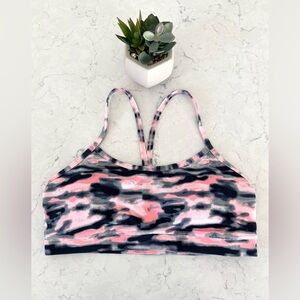 Lululemon Flow Y Bra Pink Camouflage Size 8 EUC